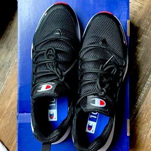 Champion black red and white shoes